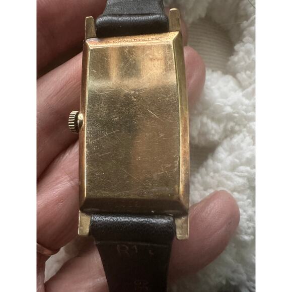 UNIQUE VINTAGE 1930\'s BULOVA TANK WATCH TEAL GREEN BLUE FACE MANUAL WIND WORKS!